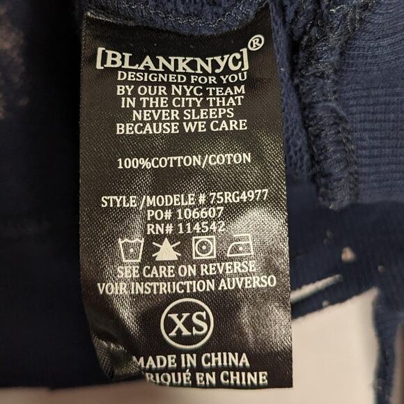 Blank NYC Navy Blue Bleached Distressed Croped Sweatshirt Size XS - Picture 6 of 7